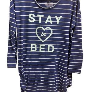 Victoria's Secret Navy and white striped "Stay in Bed" long sleeve loungewear.